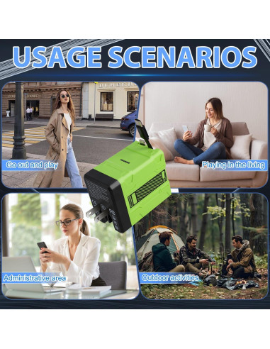 Cargador 2 en 1 GaN W&O 120W con Cables Retráctiles Verde