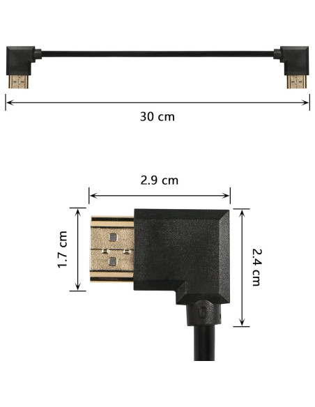 Adaptador HDMI macho a macho 90 grados SinLoon 0.3M 4K