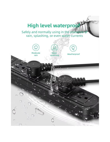 Regleta de Poder a Prueba de Agua Silkycasters 6 Salidas 1.83m