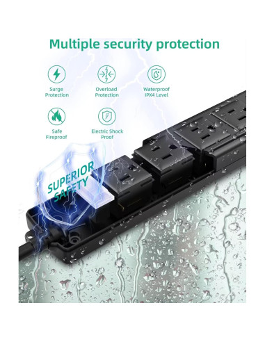 Regleta de Poder a Prueba de Agua Silkycasters 6 Salidas 1.83m