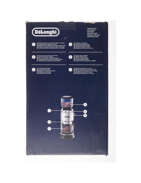 Molinillo de Café De'Longhi KG 521.M con Pantalla LCD Plata