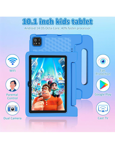 Tableta para Niños NRKDUBQ J10P 10.1" HD 64GB 8GB RAM Azul