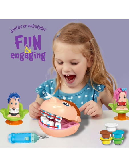 Juego de plastilina 2 en 1 GrandSail: Dentista y Salón de Belleza
