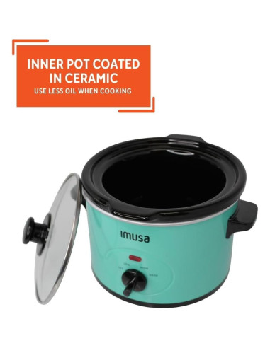 Cocina Lenta Eléctrica IMUSA 1.5 QT Cerámica Verde Azulado