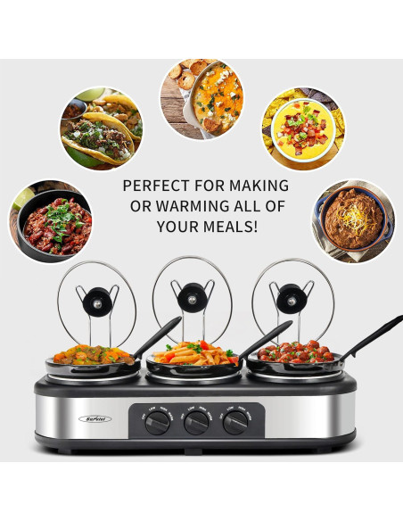 Olla de Cocción Lenta Sunvivi Triple 4.5L Ovalada con Tapa