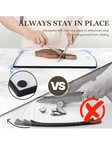 Juego de 3 Tablas de Cortar Antideslizantes Kikcoin 40.6 cm