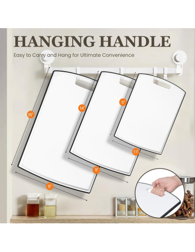 Juego de 3 Tablas de Cortar Antideslizantes Kikcoin 40.6 cm