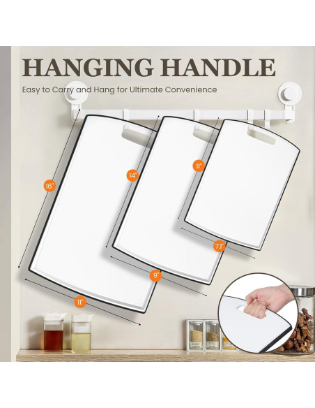 Juego de 3 Tablas de Cortar Antideslizantes Kikcoin 40.6 cm