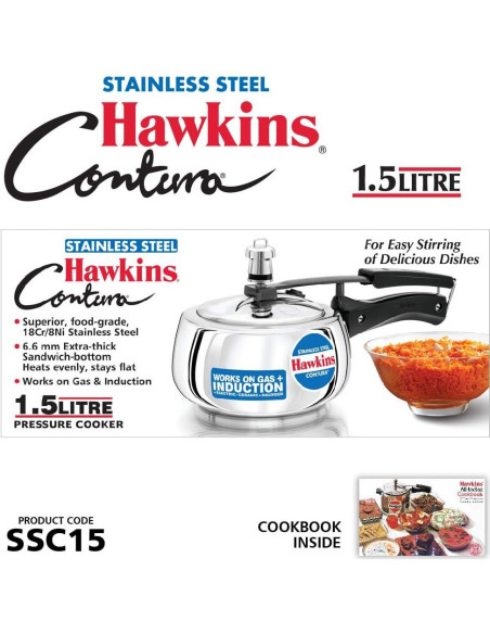 Olla a presión Hawkins 1.5L acero inoxidable compatible inducción