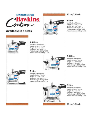 Olla a presión Hawkins 1.5L acero inoxidable compatible inducción