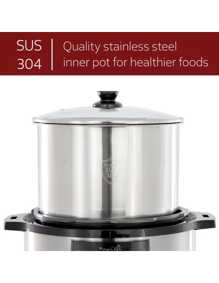 Olla de Presión Eléctrica MegaChef 12Qt Acero Inoxidable