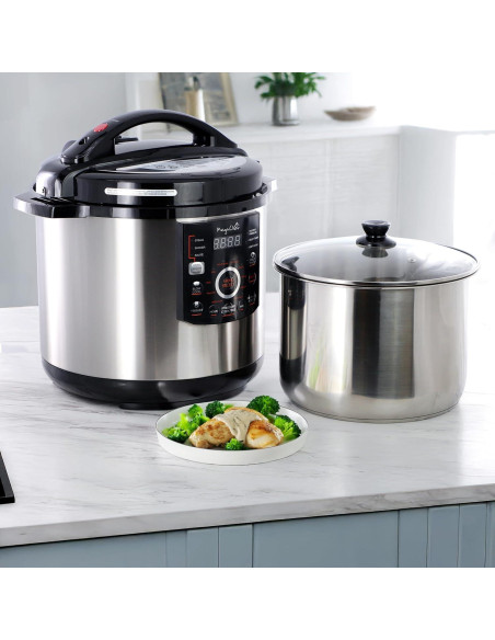 Olla de Presión Eléctrica MegaChef 12Qt Acero Inoxidable