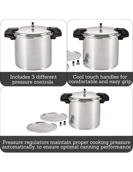 Olla a Presión Mirro 22qt (20.8L) Aluminio 3 Reguladores