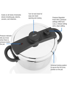 Olla de Presión Zavor EZLock 7.4L Acero Inoxidable con Canasta 2