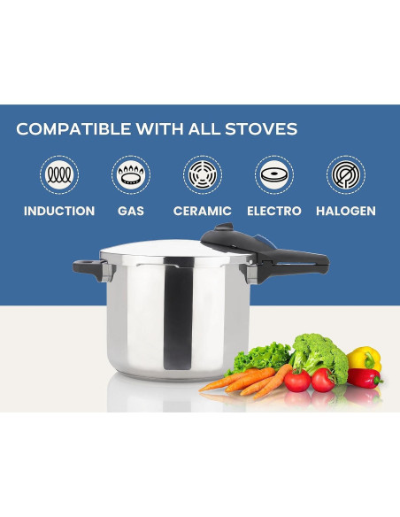 Olla de Presión ZAVOR ZPot 10 Cuartos Acero Inoxidable 15 PSI