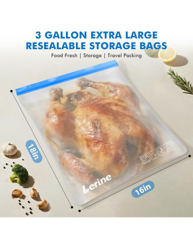 Bolsas Reutilizables para Congelador Lerine 3 Galones - 4 Pzas