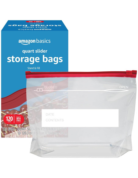 Bolsas de Almacenamiento de Comida Amazon Basics 120 Unidades Bolsas de Almacenamiento de Comida Amazon Basics 120 Unidades