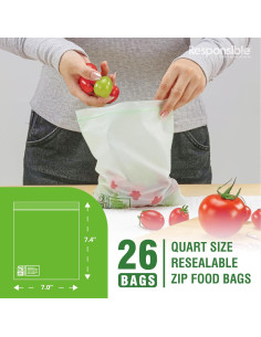 Bolsas Zip Compostables Reutilizables Productos Responsables 26 Unidades 2