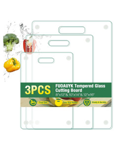 Juego de 3 Tablas de Cortar de Vidrio Templado FUOAUYK
