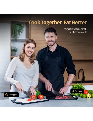 Tabla de Cortar Doble Lado Matiks 40x28cm Acero Inoxidable