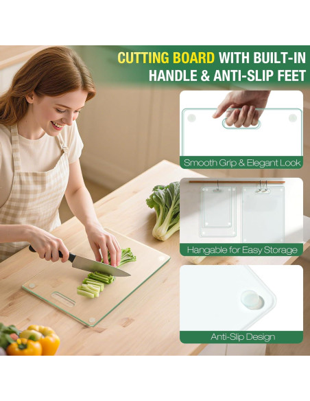 Juego de 3 Tablas de Cortar de Vidrio Templado FUOAUYK