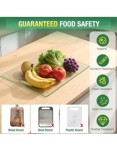 Juego de 3 Tablas de Cortar de Vidrio Templado FUOAUYK