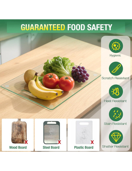 Juego de 3 Tablas de Cortar de Vidrio Templado FUOAUYK