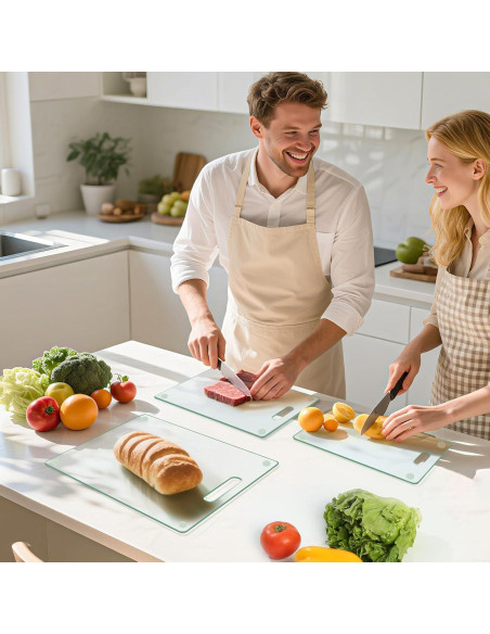 Juego de 3 Tablas de Cortar de Vidrio Templado FUOAUYK