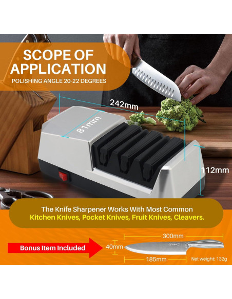 Afilador de cuchillos eléctrico Jovant 3 etapas con diamante