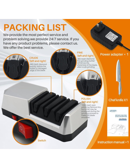 Afilador de cuchillos eléctrico Jovant 3 etapas con diamante