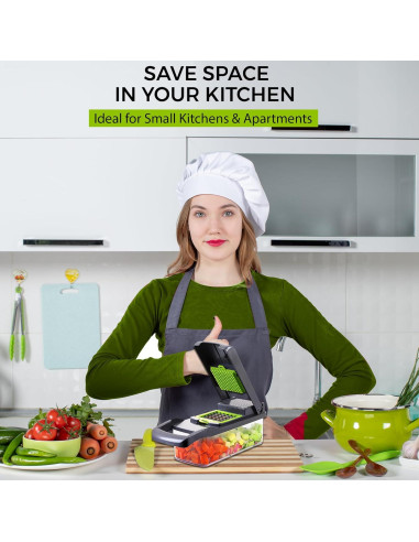 Cortador de Verduras Multi-Función CarboSpin 16 en 1 Verde