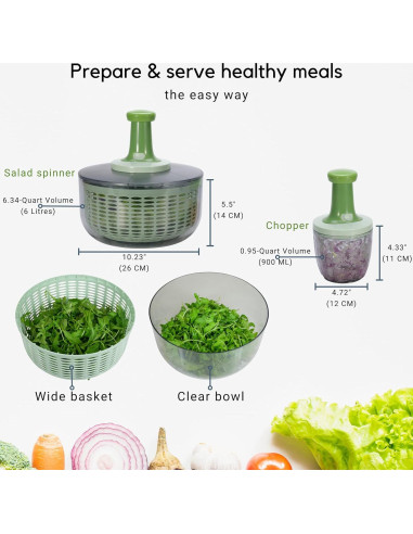 Ensaladera y Picadora Brieftons 6.34L - Compacta y Eficaz