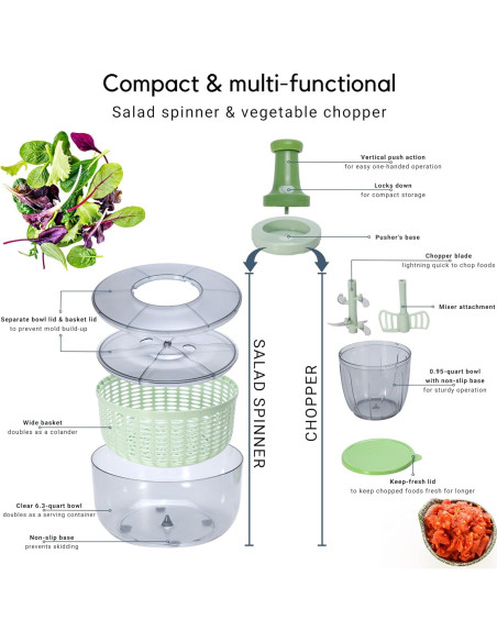 Ensaladera y Picadora Brieftons 6.34L - Compacta y Eficaz