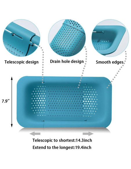 Colador de Fregadero Extensible Genérico Cian 34.5x20 cm