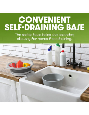 Colador Plegable Gevoli con Base Drenante 34.3x29.2 cm Blanco