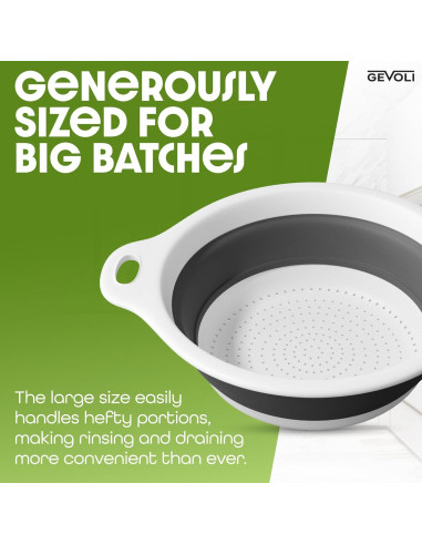 Colador Plegable Gevoli con Base Drenante 34.3x29.2 cm Blanco