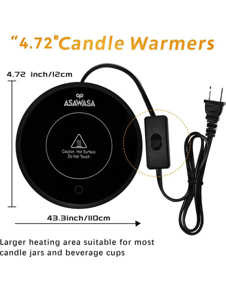 Calentador de Velas Inteligente ASAWASA 11.18 cm Negro 2PCS
