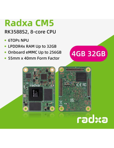 Módulo de Cálculo Radxa CM5 4GB 32GB - CPU 8 Núcleos, HDMI 8K