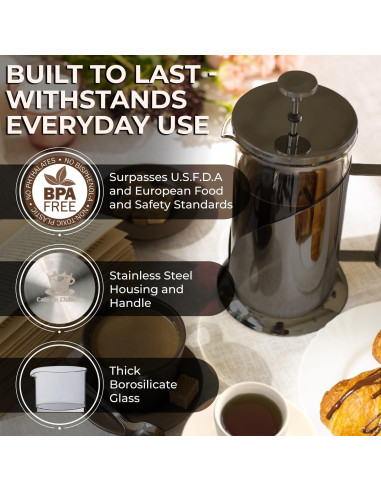 Cafetera Prensa Francesa Cafe Du Chateau 1000ml Acero Inoxidable