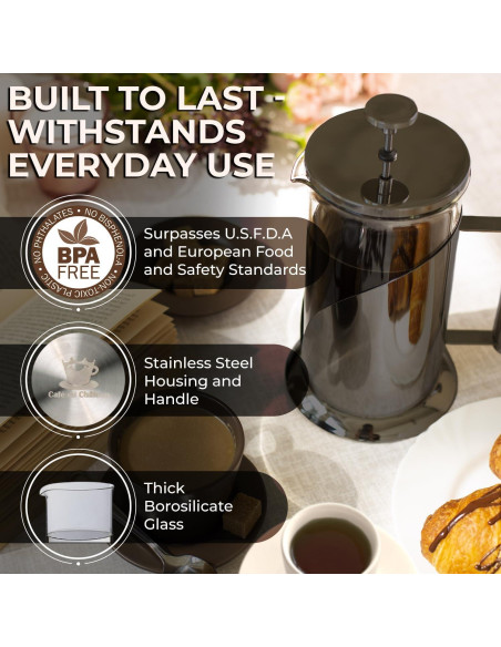 Cafetera Prensa Francesa Cafe Du Chateau 1000ml Acero Inoxidable