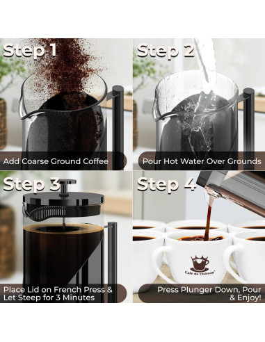 Cafetera Prensa Francesa Cafe Du Chateau 1000ml Acero Inoxidable