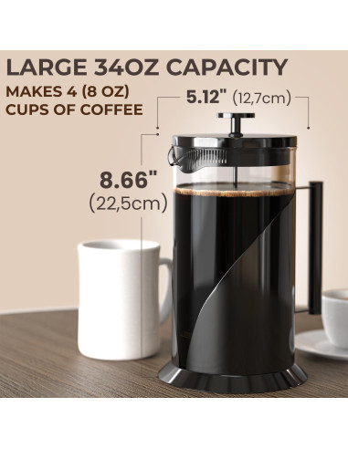 Cafetera Prensa Francesa Cafe Du Chateau 1000ml Acero Inoxidable