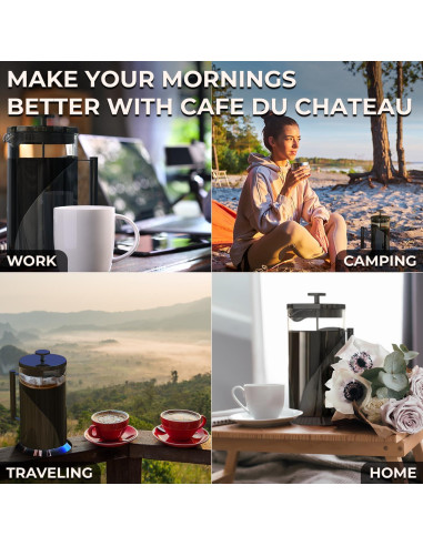 Cafetera Prensa Francesa Cafe Du Chateau 1000ml Acero Inoxidable