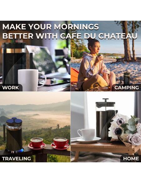 Cafetera Prensa Francesa Cafe Du Chateau 1000ml Acero Inoxidable