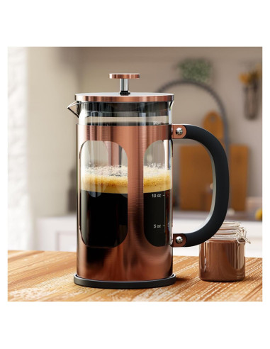 Cafetera de Émbolo BAYKA 21oz Cobre Vidrio Borosilicato