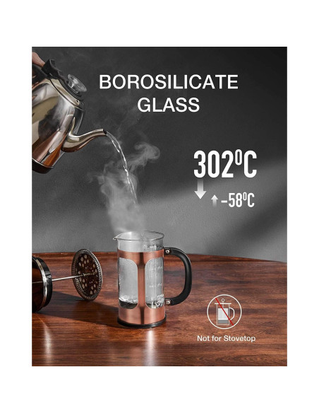 Cafetera de Émbolo BAYKA 21oz Cobre Vidrio Borosilicato