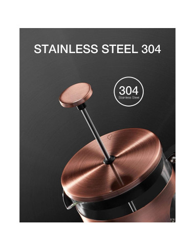 Cafetera de Émbolo BAYKA 21oz Cobre Vidrio Borosilicato