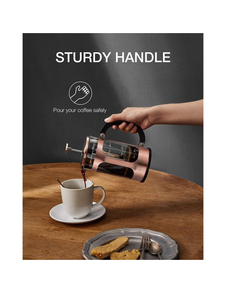 Cafetera de Émbolo BAYKA 21oz Cobre Vidrio Borosilicato