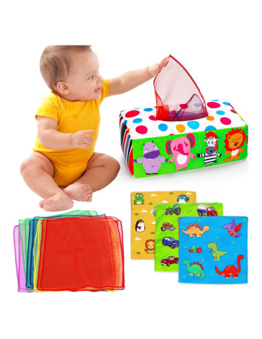 Juguete Sensorial Montessori Thremhoo Caja de Tejidos Bebés