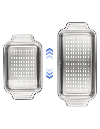 Colador de acero inoxidable GyssTotr extensible para fregadero 34.3-43.2 cm